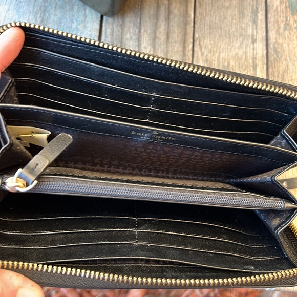 KATE SPADE ♠️ Penn Place Embossed Black Leather Zip Around Wallet - Picture 8 of 12